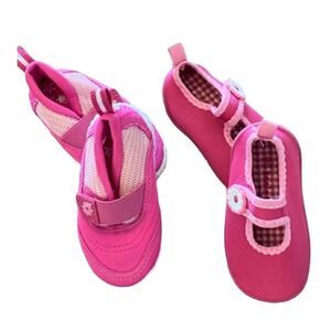 Koala Kids Girls Water Shoes Set of Two Pink Slip On Beach/Pool Size 5 Toddler
